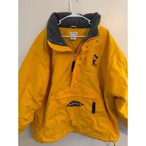 Vintage Disney Mickey Mouse Puffer Anorak Pullover Jacket Mens XL Yellow